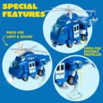JOYIN 4 Packs Emergency Vehicle Toy Playsets, Friction Powered Vehicles with Light and Sound, Including Fire Truck, Ambulance, Play Police Car and Helicopter, Christmas Toddler Kids Boys Gifts - Image 8