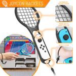 Orzly Sports Family Party Pack Accessories Bundle designed for Nintendo Switch and OLED Console Games with Tennis Badminton Rackets, Controller Grips, Wheels & Wrist Dance Bands - With Carry sack - Image 7