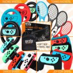 Orzly Sports Family Party Pack Accessories Bundle designed for Nintendo Switch and OLED Console Games with Tennis Badminton Rackets, Controller Grips, Wheels & Wrist Dance Bands - With Carry sack - Image 9
