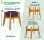 Dog Bowl Stand (12-inch High) - Ideal for Large Breeds - Adjustable Sideways, Slanted Feet - Elevates, Raises Pet Food Feeders, Water Dishes, Fountains, Dispensers - Bamboo Stand Only - Image 3