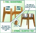 Dog Bowl Stand (12-inch High) - Ideal for Large Breeds - Adjustable Sideways, Slanted Feet - Elevates, Raises Pet Food Feeders, Water Dishes, Fountains, Dispensers - Bamboo Stand Only - Image 4