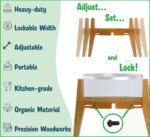 Dog Bowl Stand (12-inch High) - Ideal for Large Breeds - Adjustable Sideways, Slanted Feet - Elevates, Raises Pet Food Feeders, Water Dishes, Fountains, Dispensers - Bamboo Stand Only - Image 7