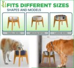 Dog Bowl Stand (12-inch High) - Ideal for Large Breeds - Adjustable Sideways, Slanted Feet - Elevates, Raises Pet Food Feeders, Water Dishes, Fountains, Dispensers - Bamboo Stand Only - Image 9
