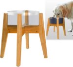 Dog Bowl Stand (12-inch High) - Ideal for Large Breeds - Adjustable Sideways, Slanted Feet - Elevates, Raises Pet Food Feeders, Water Dishes, Fountains, Dispensers - Bamboo Stand Only - Image 10
