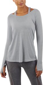 Bestisun Long Sleeve Yoga Workout Tops Lightweight Thumbhole Shirts Athletic Wear for Women - Image 3