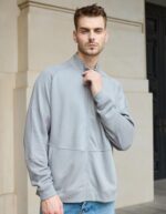 Full Zip Men’s Merino Wool Jackets & Coats for Running Track, Warm Jackets for Men, Mens Zip Up Sweatshirt No Hood - Image 3