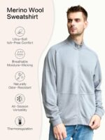 Full Zip Men’s Merino Wool Jackets & Coats for Running Track, Warm Jackets for Men, Mens Zip Up Sweatshirt No Hood - Image 5