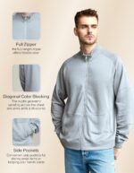 Full Zip Men’s Merino Wool Jackets & Coats for Running Track, Warm Jackets for Men, Mens Zip Up Sweatshirt No Hood - Image 6