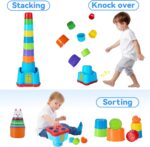 iPlay, iLearn Baby Stacking Toys, Toddler Nesting Stack Cups, Infant Stackable Block, Kids Sorting Game W/Shape Sorter for Sand Bath, Birthday Gift for 12 18 24 Month 1 2 3 Year Old Boys Girls - Image 3