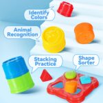 iPlay, iLearn Baby Stacking Toys, Toddler Nesting Stack Cups, Infant Stackable Block, Kids Sorting Game W/Shape Sorter for Sand Bath, Birthday Gift for 12 18 24 Month 1 2 3 Year Old Boys Girls - Image 4
