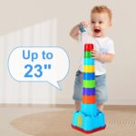iPlay, iLearn Baby Stacking Toys, Toddler Nesting Stack Cups, Infant Stackable Block, Kids Sorting Game W/Shape Sorter for Sand Bath, Birthday Gift for 12 18 24 Month 1 2 3 Year Old Boys Girls - Image 9