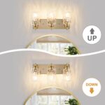 3 Light Bathroom Vanity Light Modern Brushed Gold Bathroom Light Fixtures Over Mirror with Hammered Glass Lampshade for Kitchen Hallway - Image 6