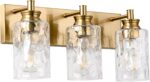 3 Light Bathroom Vanity Light Modern Brushed Gold Bathroom Light Fixtures Over Mirror with Hammered Glass Lampshade for Kitchen Hallway - Image 10