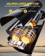 AUXITO A502 Tire Inflator Portable Air Compressor - 150PSI Dual Cylinder 7800 mAh & 12V DC, Bike Pump Air Pump for Car, Truck, Bike, Motorcycle with Digital Tire Pressure Gauge, Car Gifts for Men - Image 4