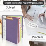 Ospelelf Foldable Spiral Clipboard Folio with Storage Zipper Pouch, 5 Plastic Folders with 10 Pockets,Refillable Lined Notepad (11" x 8.5"), Hardcover Project Organizer with 39 Stickers (Purple) - Image 6