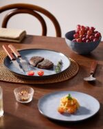 Famiware Dinnerware Sets for 8, Ocean Round 24-Piece Kitchen Plates and Bowls Sets, Reactive Glaze, Microwave and Dishwasher Safe, Scratch Resistant, Blue - Image 6