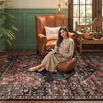 Lahome Area Rugs 9x12 Living Room - Non-Slip Ultra-Thin Washable Large Carpet, Non-Shedding Oriental Vintage Distressed Carpet Rug for Dining Room Bedroom Office - Image 8