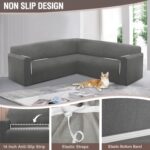 HDCAXKJ Sectional Couch Cover L Shape Stretch Sofa Covers Washable Jacquard Corner Couch Slipcover Non Slip Sectional Slip Cover U Shaped Furniture Protector for Pets Dogs (Dark Grey, X-Large) - Image 5