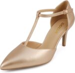 Soda Bahia ~ Women Pointed Toe Closed Back Counter Stiletto Mid Heel T-Strap Pump Shoe - Image 3