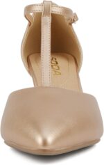 Soda Bahia ~ Women Pointed Toe Closed Back Counter Stiletto Mid Heel T-Strap Pump Shoe - Image 4