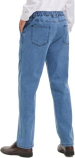 voeeron Mens Elastic Waist Jeans Relaxed Fit Men's Jeans with Elastic Waist with Zipper and Button - Image 5