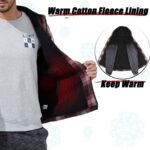 LeeHanTon Mens Flannel Jacket Heavyweight Sherpa Fleece Jackets Outdoor Hiking Casual Soft Warm Coat with Pockets - Image 4