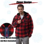 LeeHanTon Mens Flannel Jacket Heavyweight Sherpa Fleece Jackets Outdoor Hiking Casual Soft Warm Coat with Pockets - Image 5