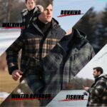 LeeHanTon Mens Flannel Jacket Heavyweight Sherpa Fleece Jackets Outdoor Hiking Casual Soft Warm Coat with Pockets - Image 8