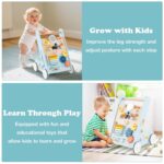 INFANS Wooden Baby Walker, Montessori Walker with Multiple Activity Toys, Storage, Push Walker Toys for Infant Learning to Walk, Sit to Stand Walker for Boys Girls (Light Blue) - Image 3