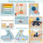 INFANS Wooden Baby Walker, Montessori Walker with Multiple Activity Toys, Storage, Push Walker Toys for Infant Learning to Walk, Sit to Stand Walker for Boys Girls (Light Blue) - Image 4