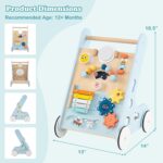 INFANS Wooden Baby Walker, Montessori Walker with Multiple Activity Toys, Storage, Push Walker Toys for Infant Learning to Walk, Sit to Stand Walker for Boys Girls (Light Blue) - Image 8