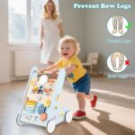 INFANS Wooden Baby Walker, Montessori Walker with Multiple Activity Toys, Storage, Push Walker Toys for Infant Learning to Walk, Sit to Stand Walker for Boys Girls (Light Blue) - Image 10