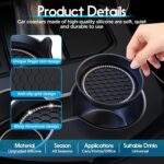 Amooca Car Cup Coaster Universal Non-Slip Cup Holders Bling Crystal Rhinestone Car Interior Accessories 4 Pack Black - Image 6
