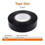Amazon Basics Electrical Adhesive Tape, for Home DIY, Repairs, Electrical, Automotive and Equipment, 6-Pack, 3/4-inch by 60-feet, Black - Image 5