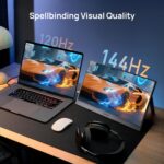 ARZOPA 16.1'' 144Hz Portable Gaming Monitor, 106% sRGB 1080P FHD Kickstand Portable Monitor with HDR, Ultra Slim, Eye Care, External Second Screen for Laptop, PC, PS5, Mac, Xbox-Z1FC Gray - Image 4