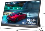 ARZOPA 16.1'' 144Hz Portable Gaming Monitor, 106% sRGB 1080P FHD Kickstand Portable Monitor with HDR, Ultra Slim, Eye Care, External Second Screen for Laptop, PC, PS5, Mac, Xbox-Z1FC Gray - Image 9