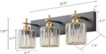 HUOKU Modern Crystal Bathroom Vanity Lights, 3-Lights Black Gold Bathroom Light Fixtures Over Mirror, Crystal Vanity Light with Polished Gold Finish(Exclude Bulb) - Image 4