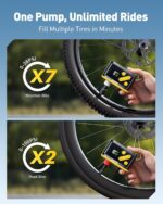 AUXITO AB1 Tiny Bike Pump, Mini Electric Bicycle Pump with Guage 20s Fast Inflate, 120PSI Bike Tire Pump with Presta & Schrader Valve Adaptor, Bike Accessories for Road Mountain Bike, E-Bike (0.48lb) - Image 5