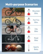 AUXITO AB1 Tiny Bike Pump, Mini Electric Bicycle Pump with Guage 20s Fast Inflate, 120PSI Bike Tire Pump with Presta & Schrader Valve Adaptor, Bike Accessories for Road Mountain Bike, E-Bike (0.48lb) - Image 6