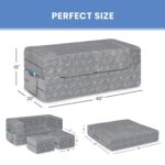 Delta Children Serta Perfect Sleeper Convertible Sofa & Play Set for Kids and Toddlers, Modular Foam Couch and Flip Out Lounger with 2 Ottomans, Grey - Image 4