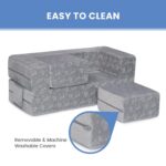 Delta Children Serta Perfect Sleeper Convertible Sofa & Play Set for Kids and Toddlers, Modular Foam Couch and Flip Out Lounger with 2 Ottomans, Grey - Image 8