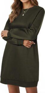 LYANER Women's Sweatshirt Dress Crewneck Long Sleeve Loose Fit Mini Sweat Shirt Dress with Pockets - Image 5