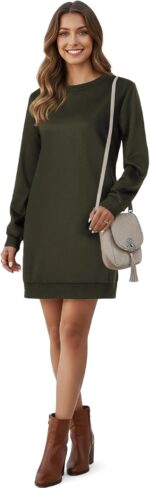 LYANER Women's Sweatshirt Dress Crewneck Long Sleeve Loose Fit Mini Sweat Shirt Dress with Pockets - Image 7