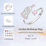 JXJL Thumb Rings Rose Ring Birthstone Rings for Women - 925 Sterling Silver Adjustable Rose Flower Jewelry Gifts for Wife Mom Daughter - Image 5
