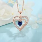Inpasne Rose Gold Plated Love Heart Necklace for Women 925 Sterling Silver Birthstone Pendant Necklace Jewelry Gift for Women Her Mom Wife - Image 5