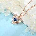 Inpasne Rose Gold Plated Love Heart Necklace for Women 925 Sterling Silver Birthstone Pendant Necklace Jewelry Gift for Women Her Mom Wife - Image 6
