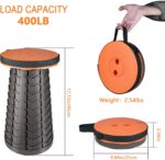 Boreeman Upgraded Folding Stool Lightweight Yet More Sturdy with Load Capacity 400lbs Portable Collapsible Stool for Camping Fishing Hiking BBQ (Orange) - Image 3