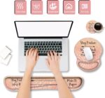 ArtSo Mouse Pad Keyboard Wrist Rest Support Ergonomic, Upgraded Cushion Mousepad Gel Memory Foam Non-Slip Rubber Base Pain Relief & Easy Typing for Home,Office, Pink Orange Stay Positive - Image 3