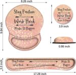 ArtSo Mouse Pad Keyboard Wrist Rest Support Ergonomic, Upgraded Cushion Mousepad Gel Memory Foam Non-Slip Rubber Base Pain Relief & Easy Typing for Home,Office, Pink Orange Stay Positive - Image 8