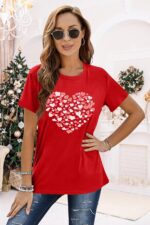 LAZYCHILD Valentines Shirts for Women: Cute Love Heart Shirt Valentine T Shirt Red Short Sleeve Casual Hearts Tops - Image 5